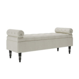 Darphe Beige Upholstered Storage Bench With Flip-Top Lid, Armrests And Side Bolster Pillows - thumbnail 5