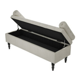 Darphe Beige Upholstered Storage Bench With Flip-Top Lid, Armrests And Side Bolster Pillows - thumbnail 4