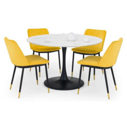 Ashfield Holland Round Pedestal Table & 4 Delaunay Mustard Chairs