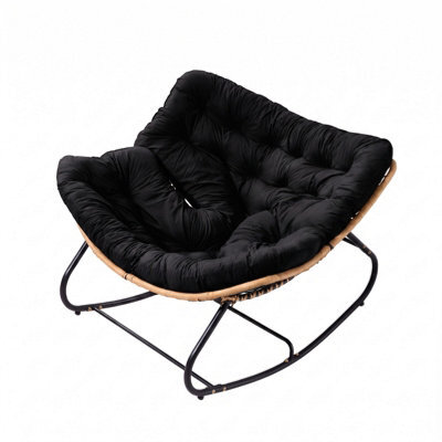 Living And Home Modern Rocking Chair With Black Cushion, 60Cm (W) X 93Cm (D) X 76Cm (H) - image 1