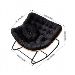 Living And Home Modern Rocking Chair With Black Cushion, 60Cm (W) X 93Cm (D) X 76Cm (H) - thumbnail 5