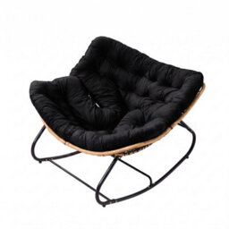 Living And Home Modern Rocking Chair With Black Cushion, 60Cm (W) X 93Cm (D) X 76Cm (H) - thumbnail 1
