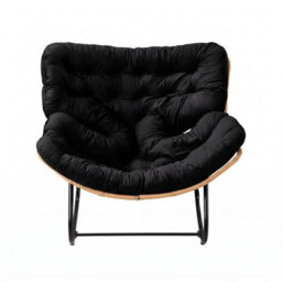 Living And Home Modern Rocking Chair With Black Cushion, 60Cm (W) X 93Cm (D) X 76Cm (H) - thumbnail 4