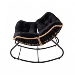 Living And Home Modern Rocking Chair With Black Cushion, 60Cm (W) X 93Cm (D) X 76Cm (H) - thumbnail 2