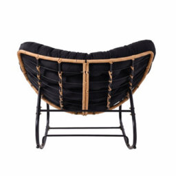 Living And Home Modern Rocking Chair With Black Cushion, 60Cm (W) X 93Cm (D) X 76Cm (H) - thumbnail 3