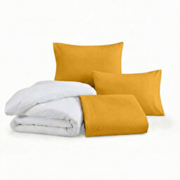 Ameha Duvet 13.5 Tog With Ochre Duvet Cover & Matching Pillowcases, Breathable, Bedding Set, Single 135X200Cm