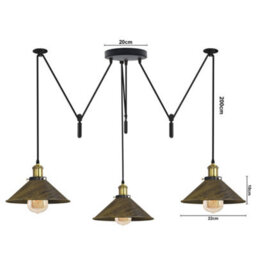 Ledsone Pendant Light 3 Head Spider Design Modern E27 Hanging Lighting Grey For Cafe Bar Bulb Include - thumbnail 3