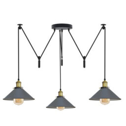 Ledsone Pendant Light 3 Head Spider Design Modern E27 Hanging Lighting Grey For Cafe Bar Bulb Include - thumbnail 1