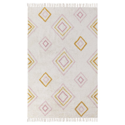 Beliani Rug Lashe Off-White 140 X 200 Cm Cotton - image 1
