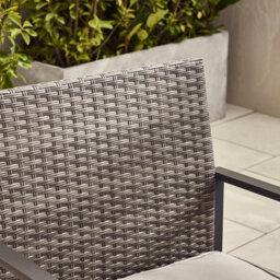 Furniturebox Algarve Grey Garden Bistro Set, 2 Seat Rattan Garden Table & Chairs Coffee Bistro Table Set, Outdoor Patio Bistro Set - thumbnail 6