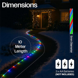 My Smart Buy 10M Multi-Colour Festive Tube Light - 100 Micro Leds, 8 Function Controller, Battery Operated - Indoor Outdoor Display - thumbnail 6