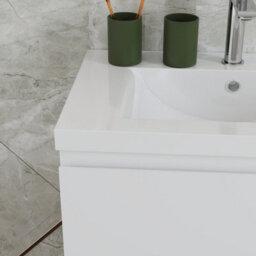 Probaty Bathrooms Vanity Unit Matte White Mdf,600X385X520mm,wall Mounted,2 Drawers With Ceramic Thick Basin - thumbnail 4