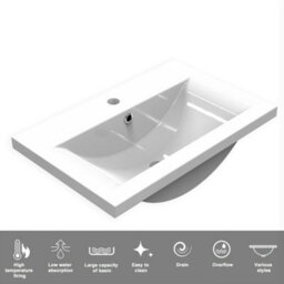 Probaty Bathrooms Vanity Unit Matte White Mdf,600X385X520mm,wall Mounted,2 Drawers With Ceramic Thick Basin - thumbnail 9