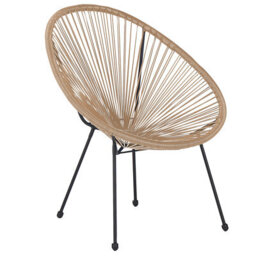 Beliani Papasan Garden Chair Natural Pe Rattan - Modern Indoor/outdoor Tub Chair - thumbnail 4