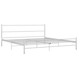 Vidaxl Bed Frame Without Mattress With Headboard White 160X200 Cm Metal - thumbnail 2