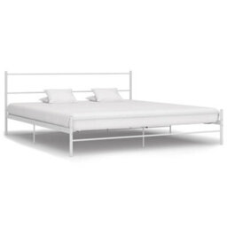 Vidaxl Bed Frame Without Mattress With Headboard White 160X200 Cm Metal - thumbnail 1