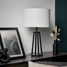 Inlight Beraba Round Matt Black & Natural Table Lamp - thumbnail 5