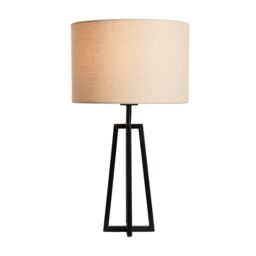 Inlight Beraba Round Matt Black & Natural Table Lamp - thumbnail 4