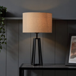 Inlight Beraba Round Matt Black & Natural Table Lamp - thumbnail 1