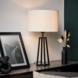 Inlight Beraba Round Matt Black & Natural Table Lamp - thumbnail 3