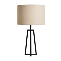 Inlight Beraba Round Matt Black & Natural Table Lamp - thumbnail 2