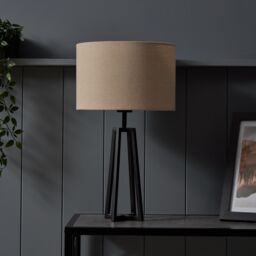 Inlight Beraba Round Matt Black & Natural Table Lamp - thumbnail 6