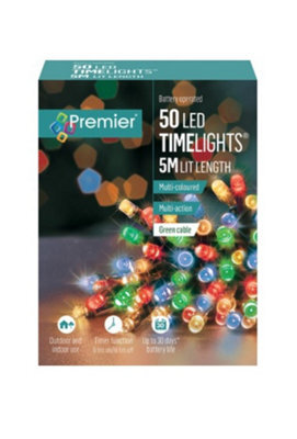 Premier Decorations Limited 50 Battery Operated Led Timelights Multi-Coloured Multi-Action - image 1