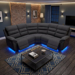 Home Luxe Interiors Montana Dark Grey Fabric Electric Recliner Corner Sofa With Bluetooth - thumbnail 2