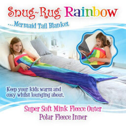 Snug Rug Rainbow Mermaid Tail Kids Blanket Wearable Novelty Childrens Gift - thumbnail 2