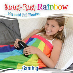 Snug Rug Rainbow Mermaid Tail Kids Blanket Wearable Novelty Childrens Gift - thumbnail 4