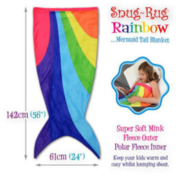 Snug Rug Rainbow Mermaid Tail Kids Blanket Wearable Novelty Childrens Gift - thumbnail 5