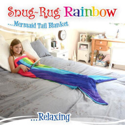 Snug Rug Rainbow Mermaid Tail Kids Blanket Wearable Novelty Childrens Gift - thumbnail 8