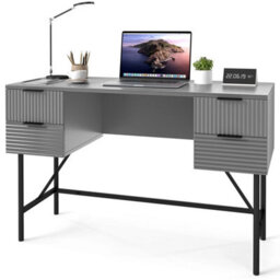 120Cm Home Office Desk Computer Desk W 4 Drawers & Storage-Grey - thumbnail 1