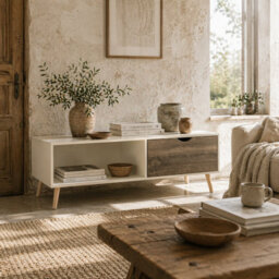 Wyld Haus Nanola Wood White And Grey Coffee Table With 2 Drawers - L106 X D58 X H39.5Cm - thumbnail 1