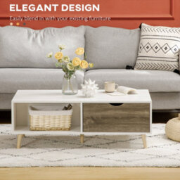 Wyld Haus Nanola Wood White And Grey Coffee Table With 2 Drawers - L106 X D58 X H39.5Cm - thumbnail 5