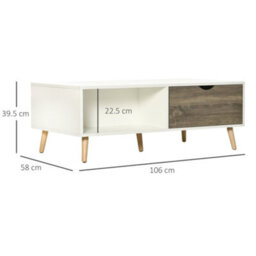 Wyld Haus Nanola Wood White And Grey Coffee Table With 2 Drawers - L106 X D58 X H39.5Cm - thumbnail 4