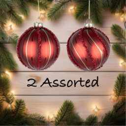 Shatchi Christmas Glass Baubles 12Pcs Set - 8Cm Red Ornaments With 2 Beautiful Festive Designs - thumbnail 3