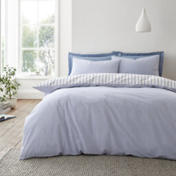 Bianca Fine Linens Hampton Stripe 200 Thread Count Cotton Reversible King Duvet Cover Set With Pillowcases Blue - thumbnail 2