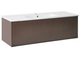 Wyld And Coco Novabath 120Cm Vanity Unit With Integrated Ceramic Basin, Brown Engineered Wood, Wall-Mounted - thumbnail 3