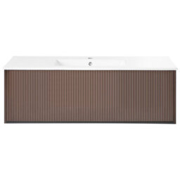 Wyld And Coco Novabath 120Cm Vanity Unit With Integrated Ceramic Basin, Brown Engineered Wood, Wall-Mounted - thumbnail 1