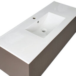 Wyld And Coco Novabath 120Cm Vanity Unit With Integrated Ceramic Basin, Brown Engineered Wood, Wall-Mounted - thumbnail 7