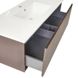 Wyld And Coco Novabath 120Cm Vanity Unit With Integrated Ceramic Basin, Brown Engineered Wood, Wall-Mounted - thumbnail 8