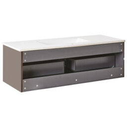 Wyld And Coco Novabath 120Cm Vanity Unit With Integrated Ceramic Basin, Brown Engineered Wood, Wall-Mounted - thumbnail 6