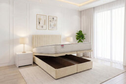 "Knight Sleep Emily Ottoman Bed Cream Plush 4Ft With Mattress & 24""headboard - Small Double" - thumbnail 1