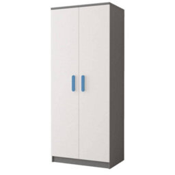 Arte Smyk Ii 06 White Front Grey Carcass Hinged Wardrobe 800mm H1930mm D500mm With Bright Blue Handles - thumbnail 1