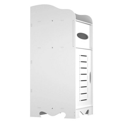 Mini Cabinet Bathroom Toilet Cabinet Storage Cupboard Wooden White Unit Single / Double Door - image 1