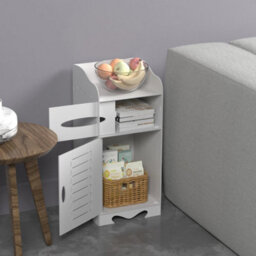 Mini Cabinet  Bathroom Toilet Cabinet Storage Cupboard Wooden White Unit Single / Double Door - thumbnail 6