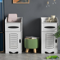 Mini Cabinet  Bathroom Toilet Cabinet Storage Cupboard Wooden White Unit Single / Double Door - thumbnail 5