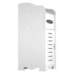 Mini Cabinet  Bathroom Toilet Cabinet Storage Cupboard Wooden White Unit Single / Double Door - thumbnail 1