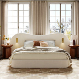 Matteo Super King White Bouclé Ottoman Bed Frame With Hydraulic Storage, Usb Charging & Reading Lamps - thumbnail 6